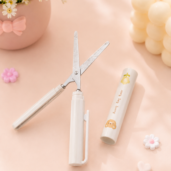 Cute Portable Pen Style Safety Scissors for Kids | Mini Foldable Paper Cutter | School & Office Craft Scissors