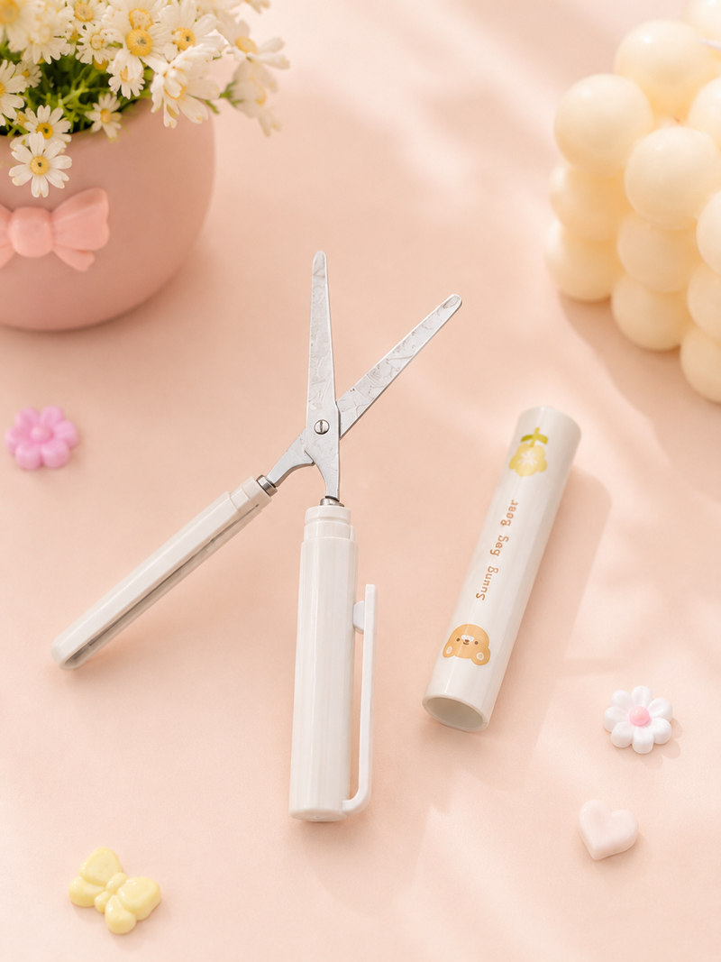 Cute Portable Pen Style Safety Scissors for Kids | Mini Foldable Paper Cutter | School & Office Craft Scissors