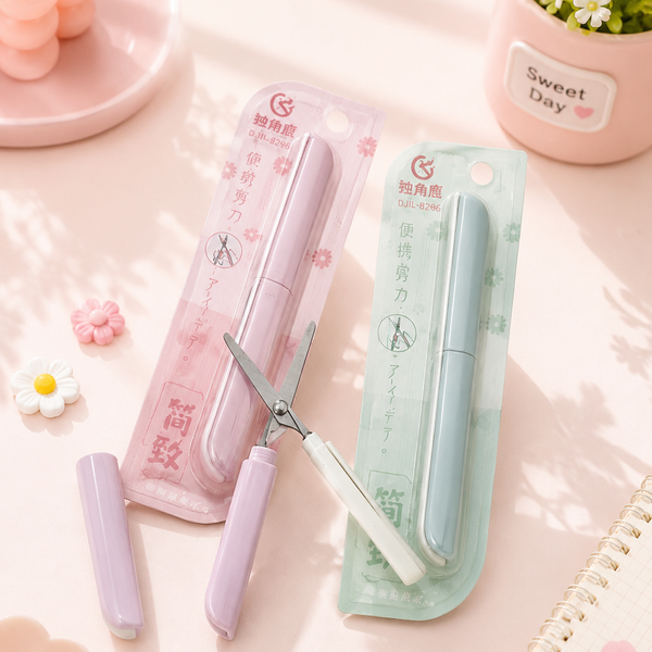 Portable Pen Style Folding Scissors | Compact Stainless Steel Travel Scissors for School, Office & Craft