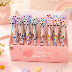 Cute Multicolor Ball Pen for Kids | Cartoon Owl Retractable Pen | School Stationery Gift