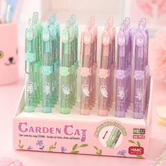 Garden Cat 0.7mm Pastel Mechanical Pencil with Cute Cat Paw Clip | Kawaii HB Pencil for School, Office & Drawing
