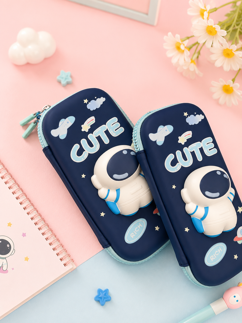 Cute Astronaut EVA Hard Shell Pencil Case for Kids | Large Capacity Waterproof Pencil Pouch | School Stationery Organizer