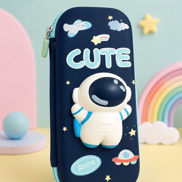 Cute Astronaut EVA Hard Shell Pencil Case for Kids | Large Capacity Waterproof Pencil Pouch | School Stationery Organizer
