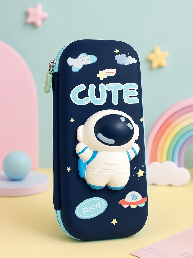 Cute Astronaut EVA Hard Shell Pencil Case for Kids | Large Capacity Waterproof Pencil Pouch | School Stationery Organizer