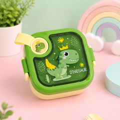 Kids Stainless Steel Lunch Box with Spoon & Fork | Leakproof Bento Lunch Box for School | Space, Duck & Dinosaur Design | Blue, Yellow & Green Color