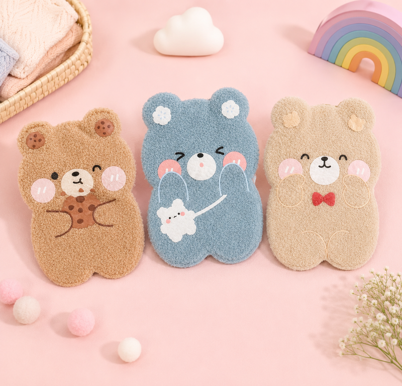Cute Cartoon Baby Hot Water Bag with Soft Plush Cover | Leak-Proof Rubber Hot Water Bottle | 500ml Warm Compress for Kids & Adults