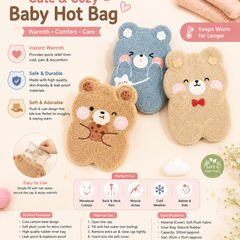Cute Cartoon Baby Hot Water Bag with Soft Plush Cover | Leak-Proof Rubber Hot Water Bottle | 500ml Warm Compress for Kids & Adults