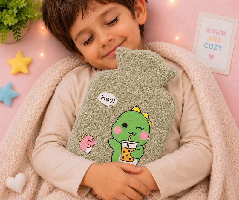Cute Plush Hot Water Bag for Kids & Adults | 500ml Leak-Proof Rubber Hot Water Bottle | Soft Teddy Cover | Warm Compress for Period Cramps, Muscle Pain & Winter Comfort