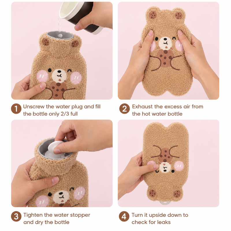 Cute Cartoon Baby Hot Water Bag with Soft Plush Cover | Leak-Proof Rubber Hot Water Bottle | 500ml Warm Compress for Kids & Adults