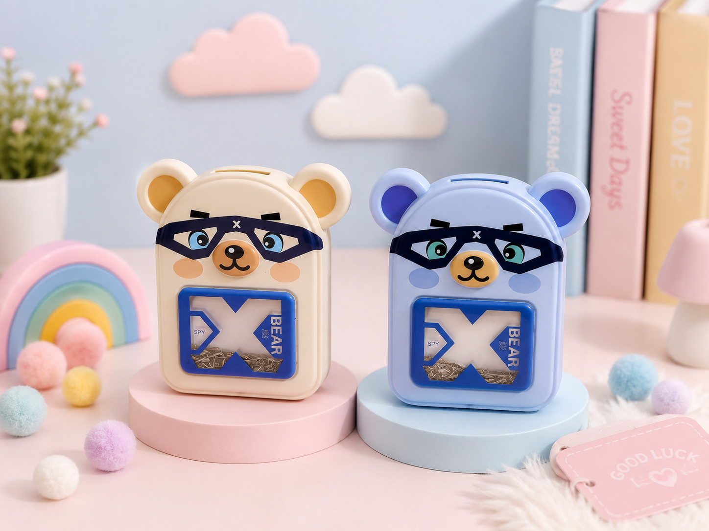 Cute Bear Piggy Bank with Lock & Key | Cartoon Coin Saving Bank for Kids | Money Saving Box for Boys & Girls