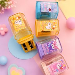Cute Cartoon Pencil Sharpener with Shavings Container | Manual School Sharpener for Kids | Leak-Free Dust Collector | Cute Stationery Gift