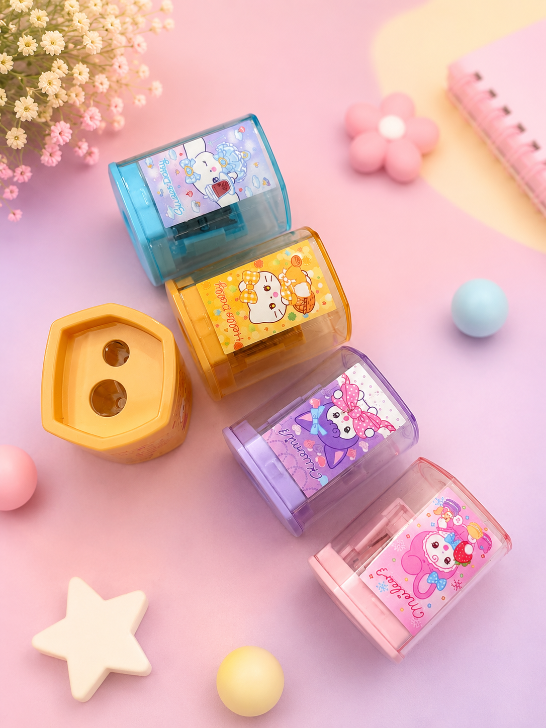 Cute Cartoon Pencil Sharpener with Shavings Container | Manual School Sharpener for Kids | Leak-Free Dust Collector | Cute Stationery Gift
