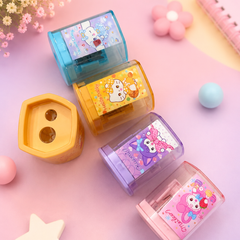 Cute Cartoon Pencil Sharpener with Shavings Container | Manual School Sharpener for Kids | Leak-Free Dust Collector | Cute Stationery Gift