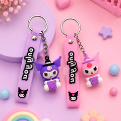 Cute Cartoon Silicone Character Keychain with Strap | Kawaii Bag Charm | Soft PVC Key Ring for Kids, Girls & Backpack Accessories