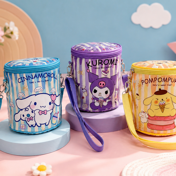 Kids Cartoon Insulated Lunch Bag with Adjustable Shoulder Strap | Cute Sanrio Style Lunch Bag for School, Picnic & Travel
