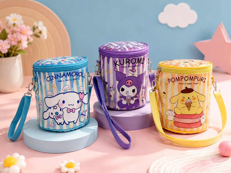 Kids Cartoon Insulated Lunch Bag with Adjustable Shoulder Strap | Cute Sanrio Style Lunch Bag for School, Picnic & Travel