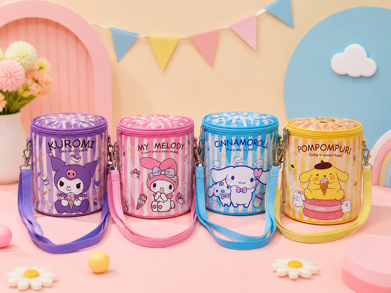 Kids Cartoon Insulated Lunch Bag with Adjustable Shoulder Strap | Cute Sanrio Style Lunch Bag for School, Picnic & Travel