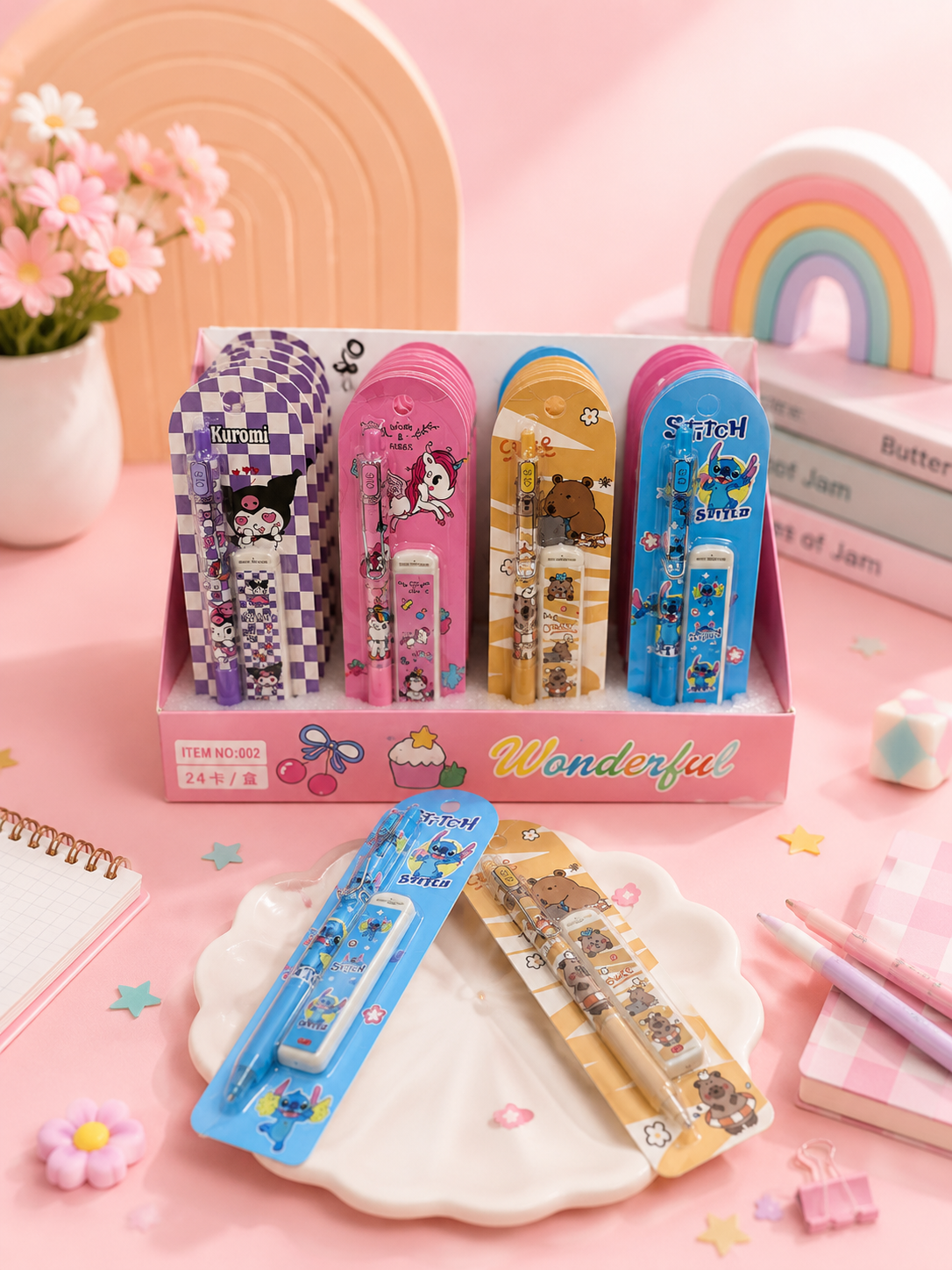 Cute Cartoon 0.5mm Mechanical Pencil with Lead Box | Kawaii Pencil Set for Kids | School Stationery