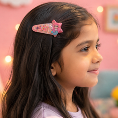 Cute Cartoon Glitter Hair Clips Set for Girls | Colorful Star & Princess Snap Hair Pins | Kids Hair Accessories (Pack of 5 Cards)
