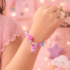 Cute Cartoon Character Beaded Bracelet for Girls | Elastic Pearl Bead Kids Bracelet | Kawaii Charm Bracelet | Birthday Return Gift