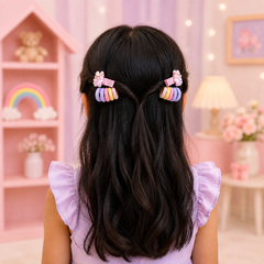Cute Girls Hair Accessories Set – Cartoon Hair Clips & Colorful Elastic Hair Ties for Kids