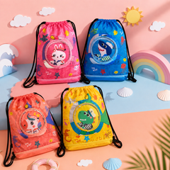Cute Kids Swimming & Activity Bag with Transparent Character Pocket