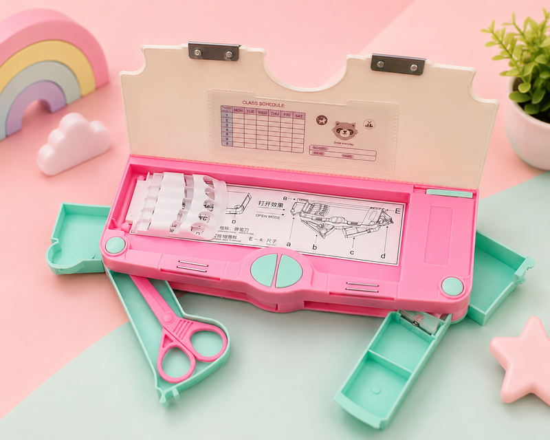 Unicorn Multifunction Pencil Box for Kids | Cute School Compass Box with Multiple Compartments