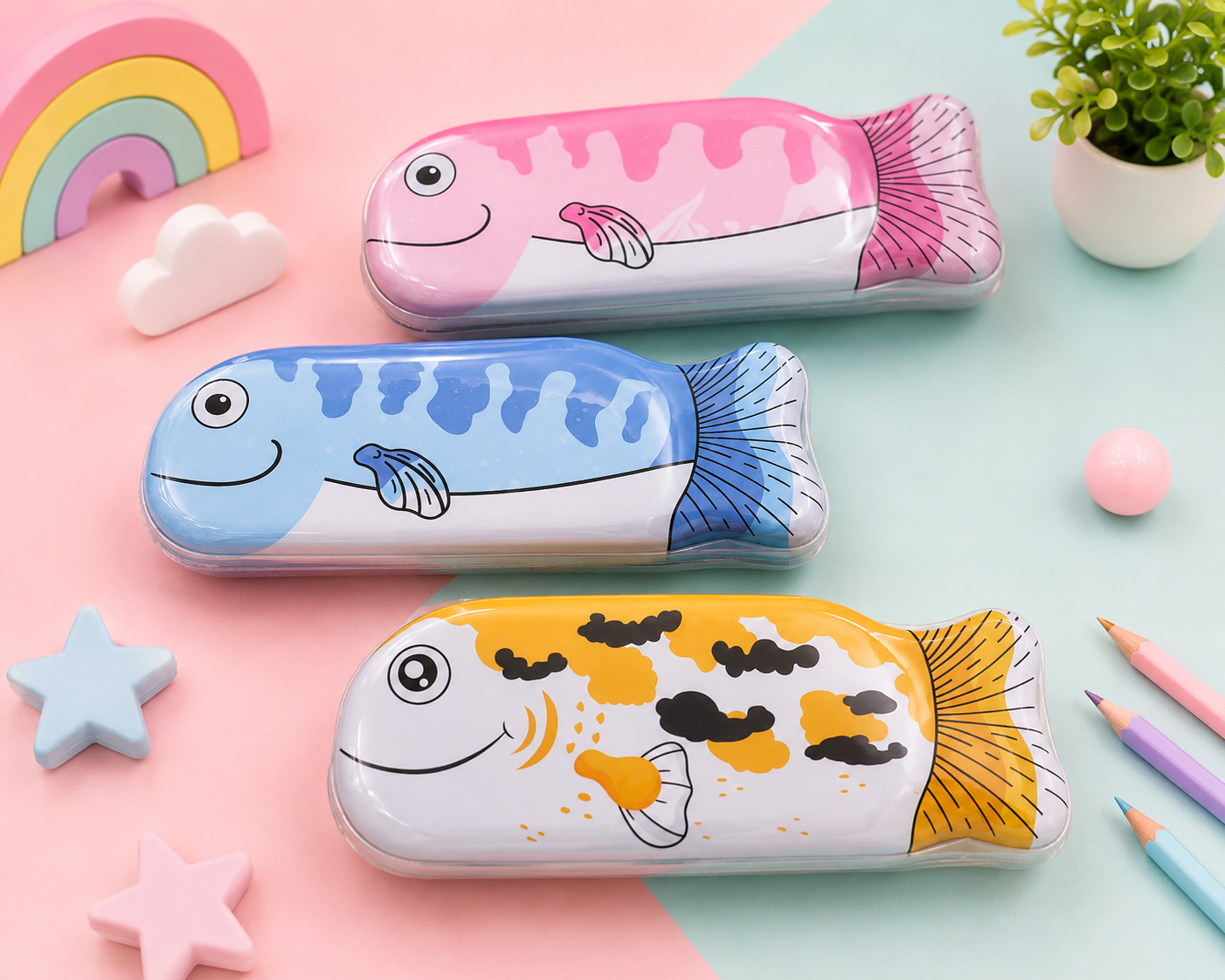 Cute Fish Pencil Box for Kids | Colorful School Stationery Case