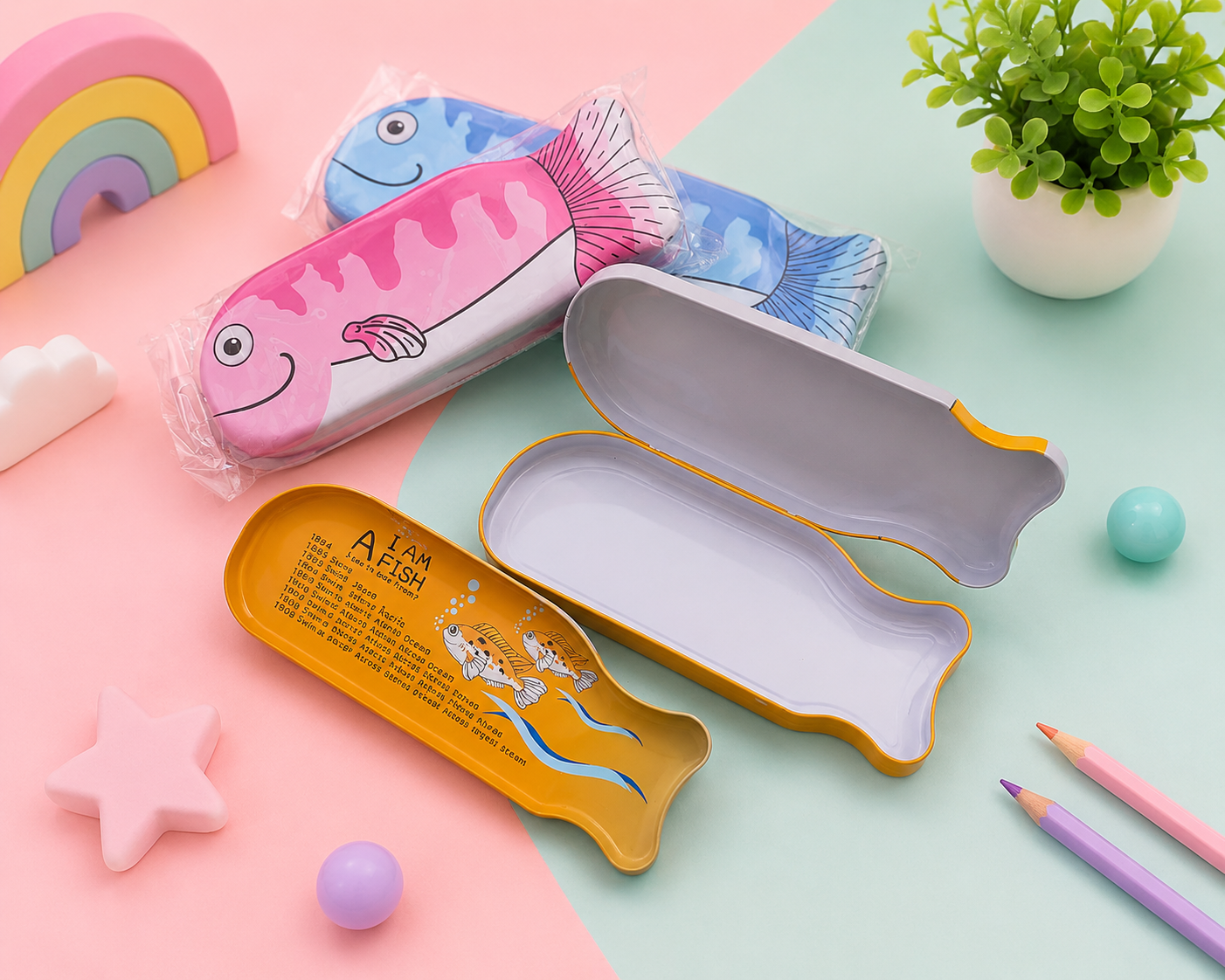 Cute Fish Pencil Box for Kids | Colorful School Stationery Case