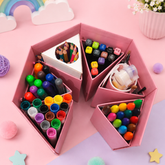 6 Compartment Pink Desk Organizer | Stationery Organizer