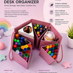 6 Compartment Pink Desk Organizer | Stationery Organizer