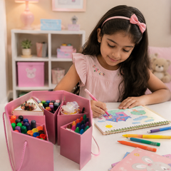 6 Compartment Pink Desk Organizer | Stationery Organizer