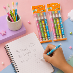 Cute Cartoon Extendable Push Pencils – 4 Pcs Multicolor Pencil Set for Kids