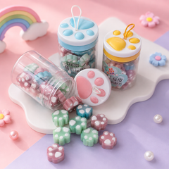 Cute Paw-Shaped Eraser Set for Kids – Colorful Cartoon Pencil Erasers