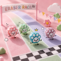 Cute Paw-Shaped Eraser Set for Kids – Colorful Cartoon Pencil Erasers