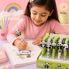 Cute Panda Cartoon Gel Pen for Kids – Kawaii Smooth Writing Pen with Adorable Panda Topper | School Stationery, Drawing, Journaling & Gift Pen