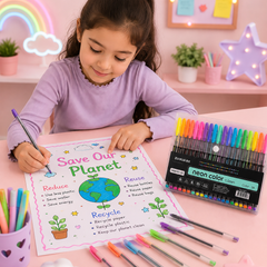 24 Colors Neon Gel Pen Set – Colorful 1.0mm Pens for Kids, Art & Craft