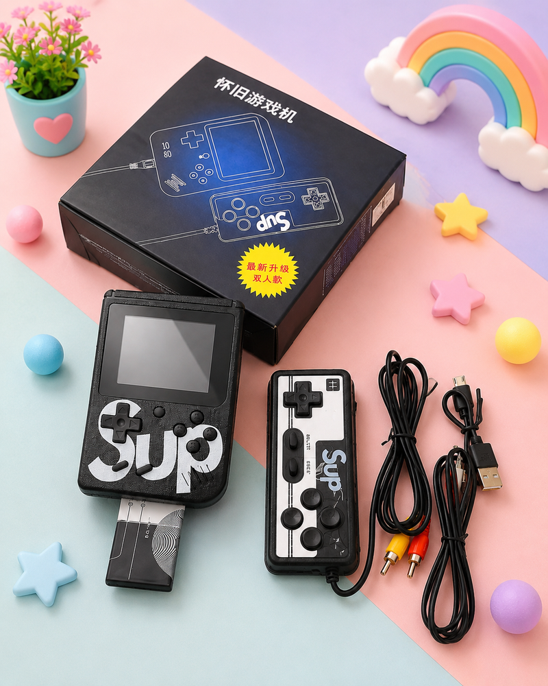 Retro Handheld Game Console with Controller – Classic 2 Player TV Gaming System for Kids & A