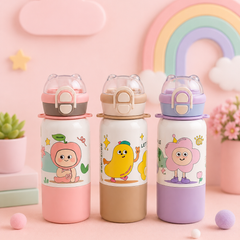 Cute Cartoon Kids Insulated Water Bottle with Flip-Lock Lid | Leakproof Portable School & Travel Bottle