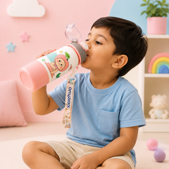 Cute Cartoon Kids Insulated Water Bottle with Flip-Lock Lid | Leakproof Portable School & Travel Bottle