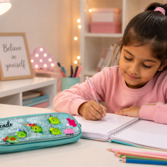 Cute Avocado Glitter Pencil Case for Kids – Spacious Zipper Stationery Pouch for School, Homework & Travel