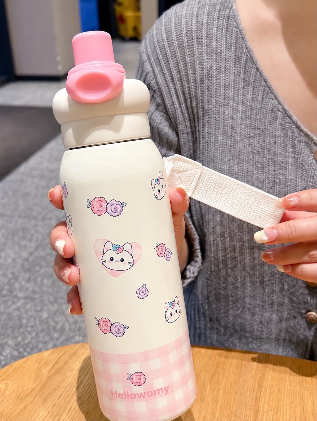 Cute Cartoon Kids Stainless Steel Water Bottle with One-Touch Flip Lid